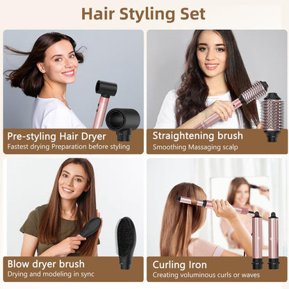 Brightup 5 in 1 Air Styler Automatic Hair Curling Iron with Detachable Brush Head, Blow-Dry,Straightening Wrap  Negative Ions Ergonomic Rose Gold(Advanced Custom) TikTokShopBlackFriday TikTokShopCyberMonday