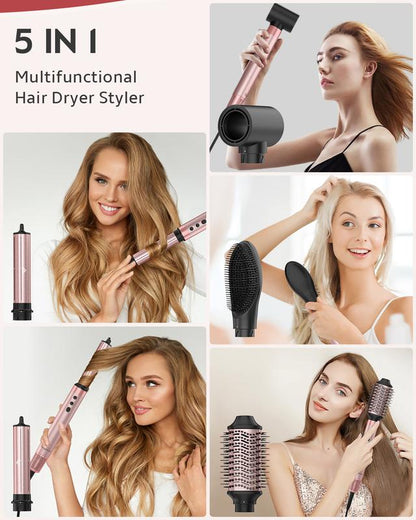 Brightup 5 in 1 Air Styler Automatic Hair Curling Iron with Detachable Brush Head, Blow-Dry,Straightening Wrap  Negative Ions Ergonomic Rose Gold(Advanced Custom) TikTokShopBlackFriday TikTokShopCyberMonday
