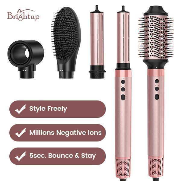 Brightup 5 in 1 Air Styler Automatic Hair Curling Iron with Detachable Brush Head, Blow-Dry,Straightening Wrap  Negative Ions Ergonomic Rose Gold(Advanced Custom) TikTokShopBlackFriday TikTokShopCyberMonday
