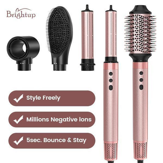 Brightup 5 in 1 Air Styler Automatic Hair Curling Iron with Detachable Brush Head, Blow-Dry,Straightening Wrap  Negative Ions Ergonomic Rose Gold(Advanced Custom) TikTokShopBlackFriday TikTokShopCyberMonday