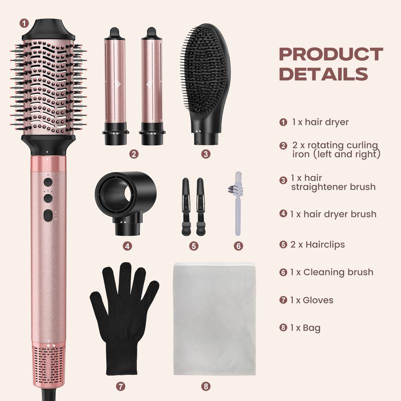 Brightup 5 in 1 Air Styler Automatic Hair Curling Iron with Detachable Brush Head, Blow-Dry,Straightening Wrap  Negative Ions Ergonomic Rose Gold(Advanced Custom) TikTokShopBlackFriday TikTokShopCyberMonday