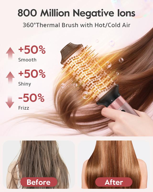 Brightup 5 in 1 Air Styler Automatic Hair Curling Iron with Detachable Brush Head, Blow-Dry,Straightening Wrap  Negative Ions Ergonomic Rose Gold(Advanced Custom) TikTokShopBlackFriday TikTokShopCyberMonday