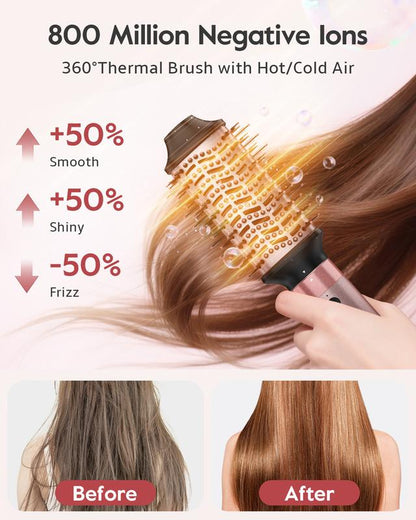 Brightup 5 in 1 Air Styler Automatic Hair Curling Iron with Detachable Brush Head, Blow-Dry,Straightening Wrap  Negative Ions Ergonomic Rose Gold(Advanced Custom) TikTokShopBlackFriday TikTokShopCyberMonday