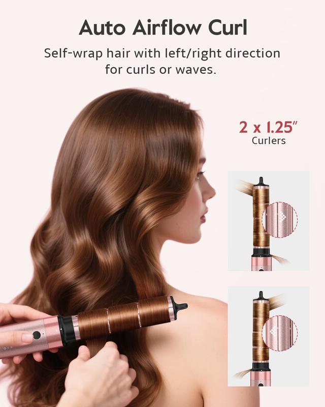 Brightup 5 in 1 Air Styler Automatic Hair Curling Iron with Detachable Brush Head, Blow-Dry,Straightening Wrap  Negative Ions Ergonomic Rose Gold(Advanced Custom) TikTokShopBlackFriday TikTokShopCyberMonday