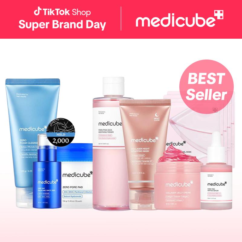 [medicube] Affordable Glass Glow Skincare Set | Includes 8 TOP-SELLING products for Gentle Skin Renewal